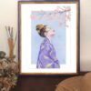 Illustration cadre bleu printemps