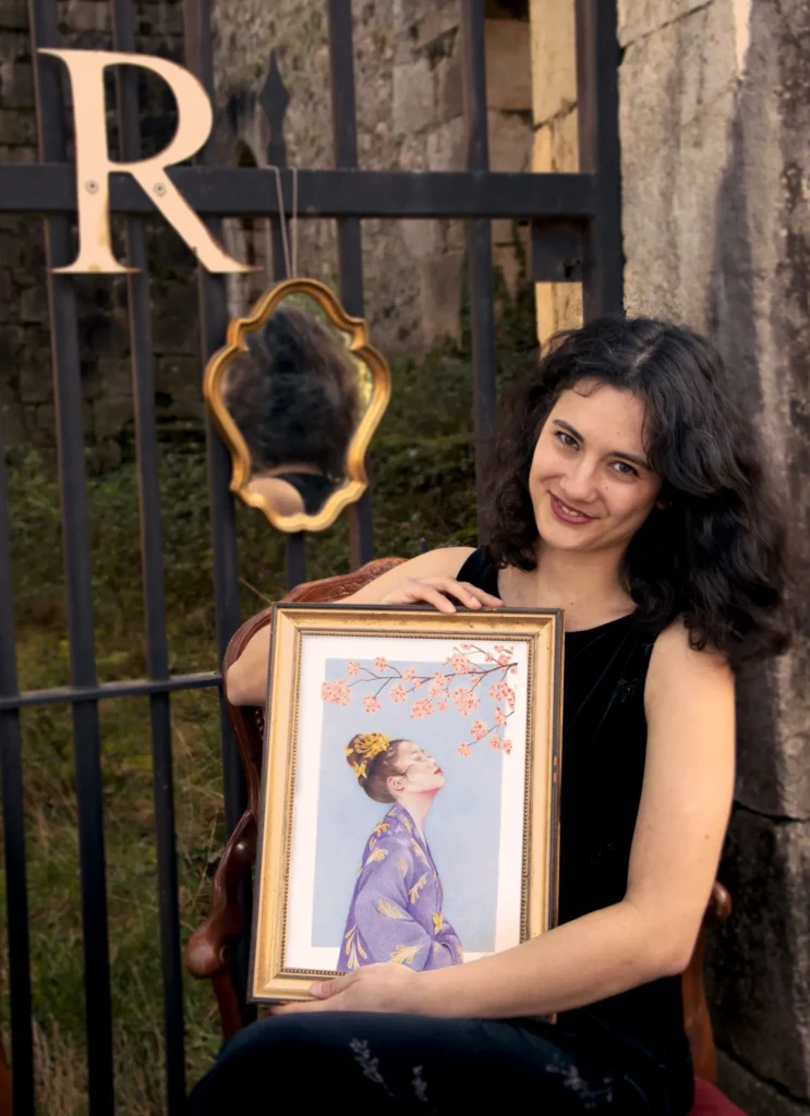 Artiste illustratrice de l'automne en rose illustrations poétiques