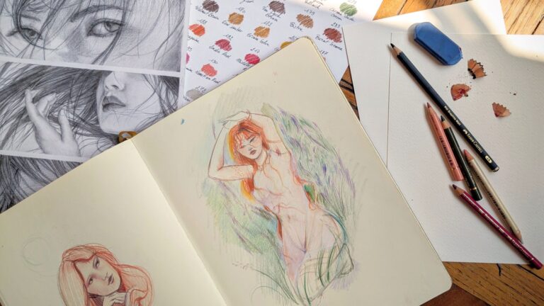 matériel de dessin crayons carnet