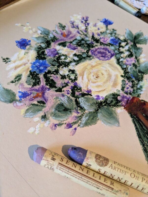 Bouquet aux pastels - Dessin Original