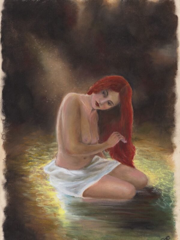 Naïade affiche dessin de Naïade réalisé aux pastels à l'huile